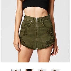 Carmar zip front denim skirt